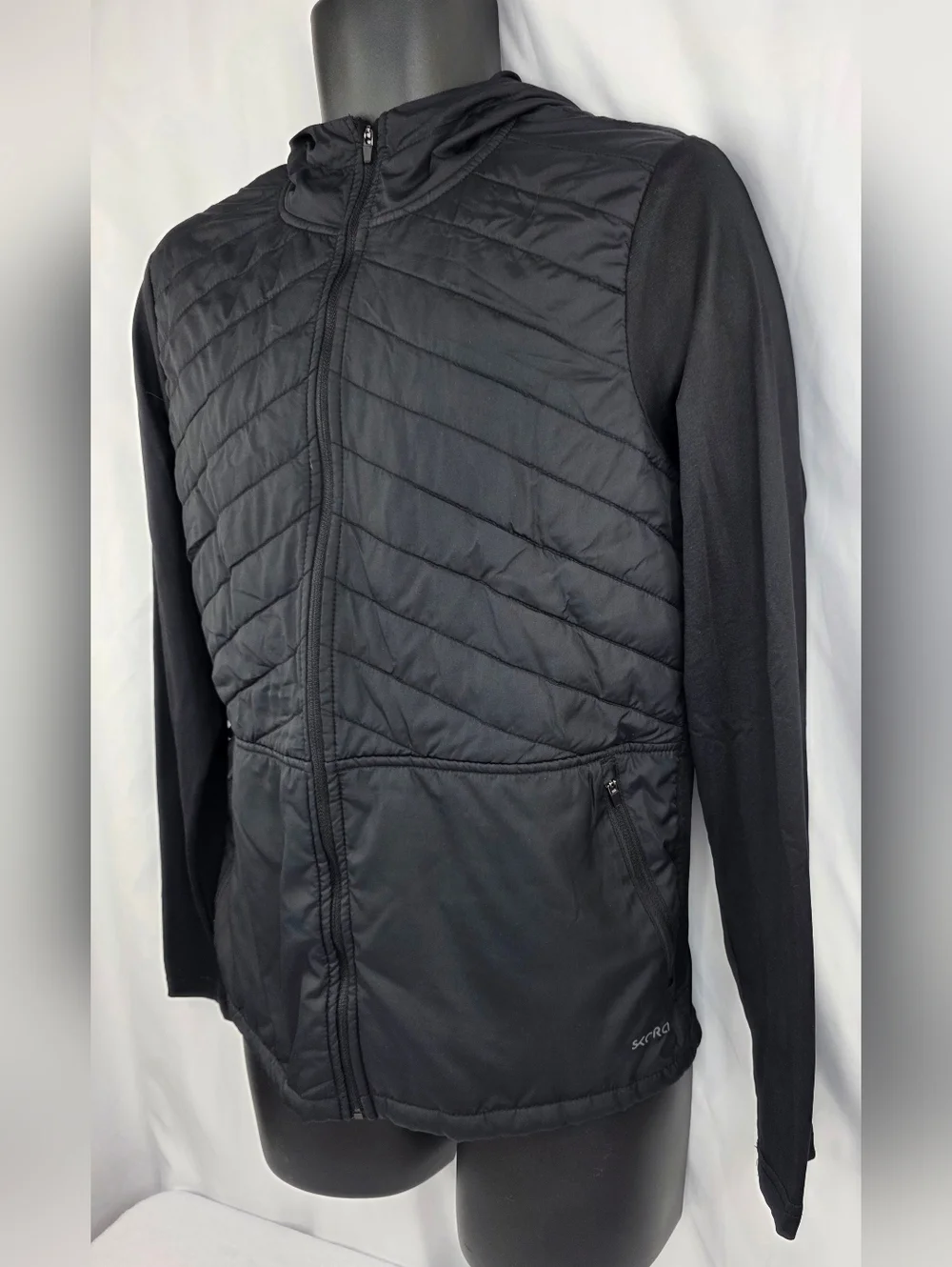 Skora Men's Black Hooded Light Quilted Running Jacket Size Small (35-36) AG-3465 - Picture 6 of 13